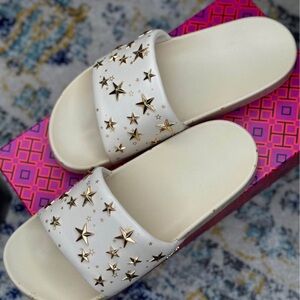 Tory Burch Gold Star Embellished Women's Slides